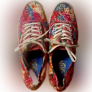 Vans Authentic Slim Women’s Size 7 Paisley Floral Pink White Skate Shoes EUC